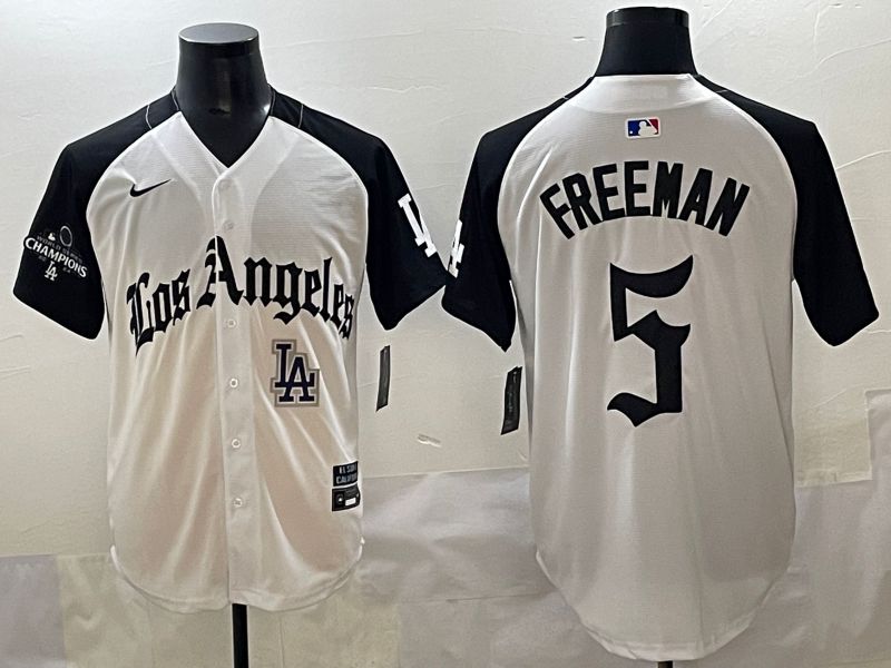 Men 2025 Los Angeles Dodgers #5 Freeman White black Five generations Joint Name Nike MLB Jersey style 52613->los angeles dodgers->MLB Jersey